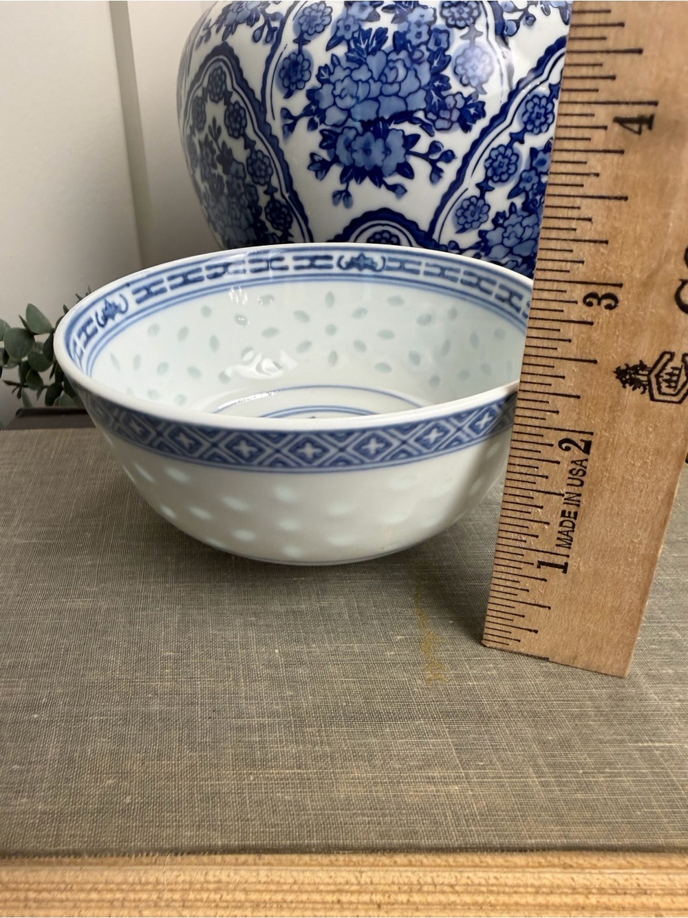 Blue and White Porcelain Serving Bowl - Elegant Floral Border
